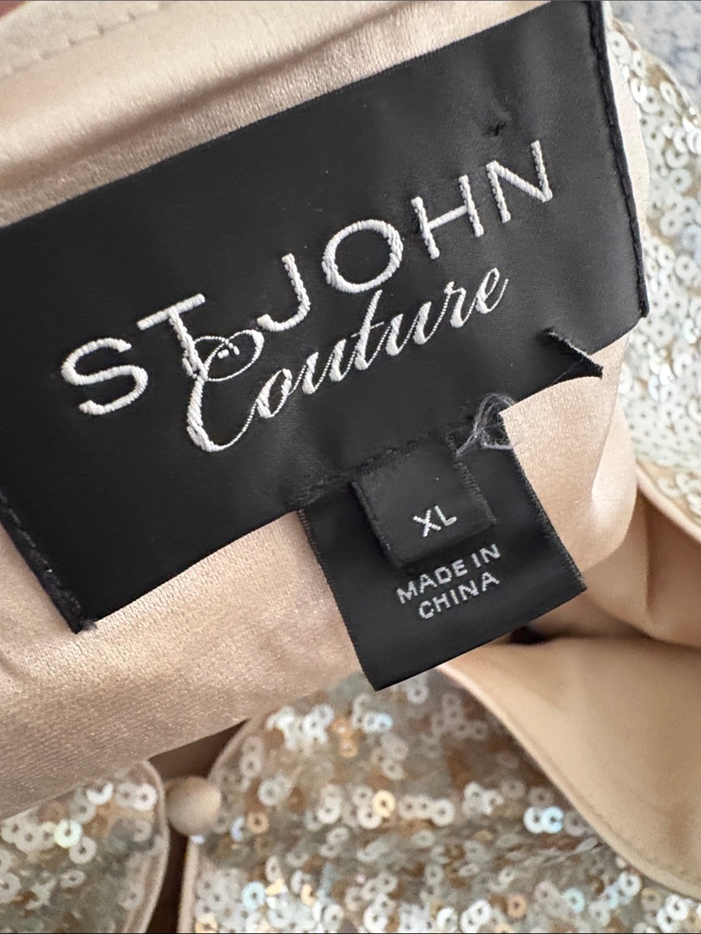 St. John Couture Long Sequin silk Evening Jacket SZ xl - Picture 3 of 10